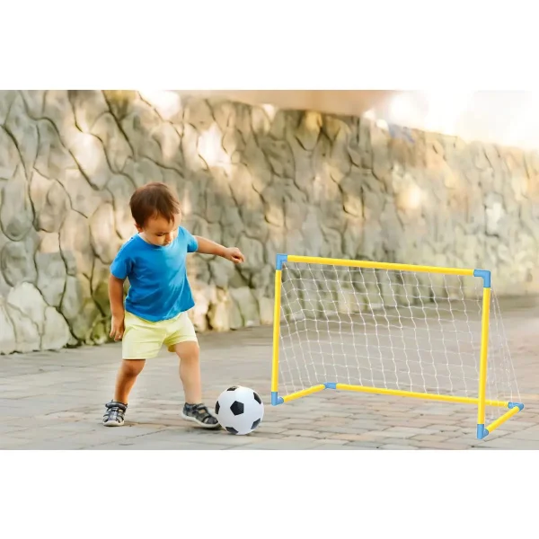 Arco De Futbol Desarmable Infantil Con Pelota E Inflador Color Amarillo