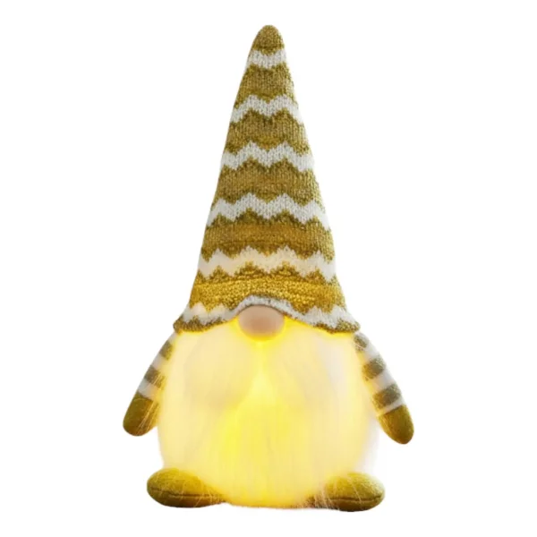 Muñeco De Navidad Gnomo Con Luz Led Adorno Navideño 23cm Oro