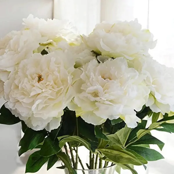 Ramo De Peonias Pack X6 Flores Artificiales 40cm Deco Hogar Blanco