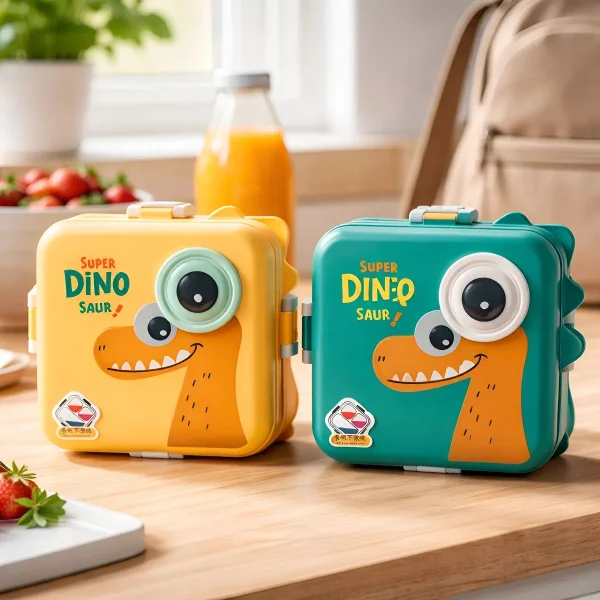 Lunchera Infantil Dinosaurio Escolar Jardin Vianda Infantil Amarillo