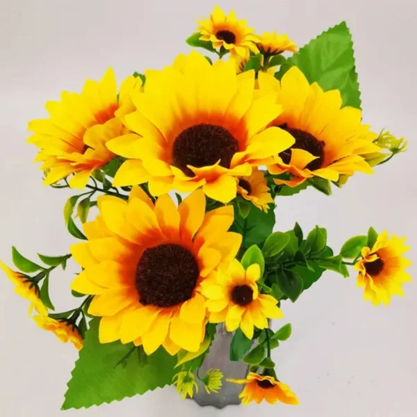 Ramo Girasol Flores Artificiales 30cm Decoracion Pack X4 Amarillo