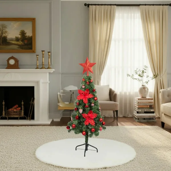 Arbol De Navidad Decorado Slim Verde 1,20mt + Kit Decoracion
