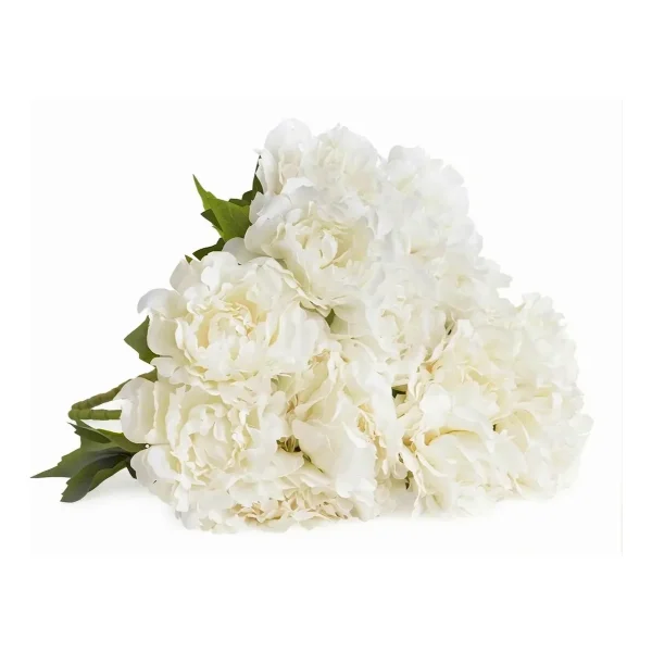 Ramo De Peonias Flores Artificiales 40cm Decoracion Calidad Blanco