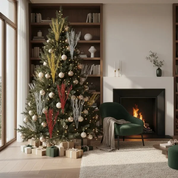 Adorno De Navidad Espiga Decoración Ramas Navideña Pack X5 Dorado Ramas Espiga