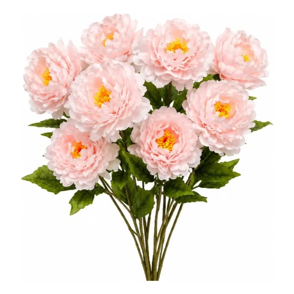 Peonias Artificiales Tallo Largo 70cm 3 Flores Deco Eventos Blanco