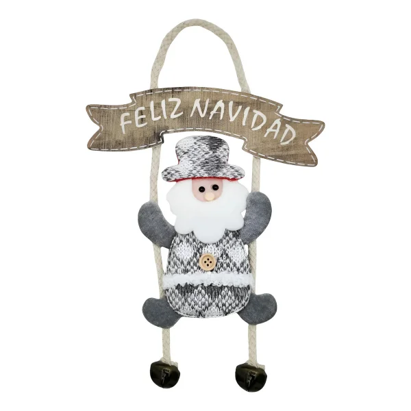Adorno Colgante Para Puerta Decoración Navideña Deco Navidad Gris
