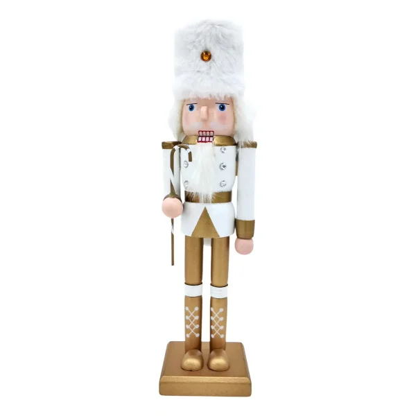 Cascanueces Soldado Adorno De Madera 30 Cm Navidad Deco Dorado