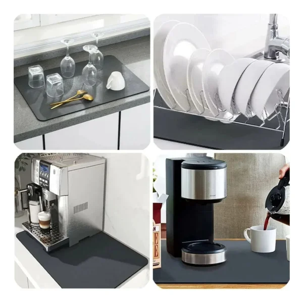 Escurridor Platos Mat Secaplatos Absorbente Secado Rapido Color Negro