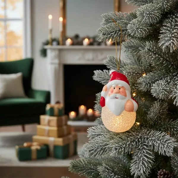 Bolas Navidad Adorno Navideño Con Luz Para Arbol Rojo Fantasía