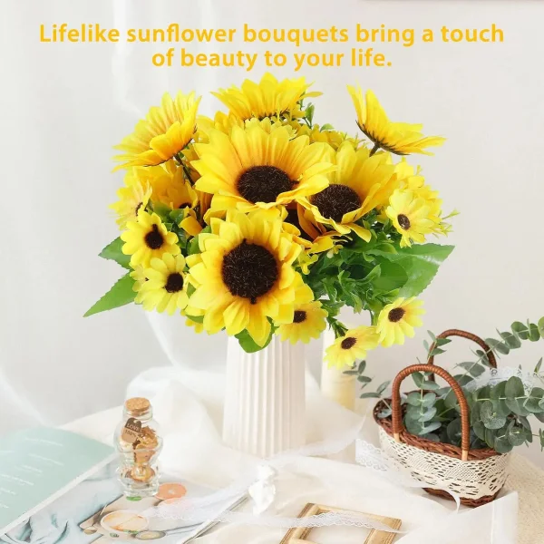 Ramo Girasol Flores Artificiales 30cm Decoracion Pack X4 Amarillo