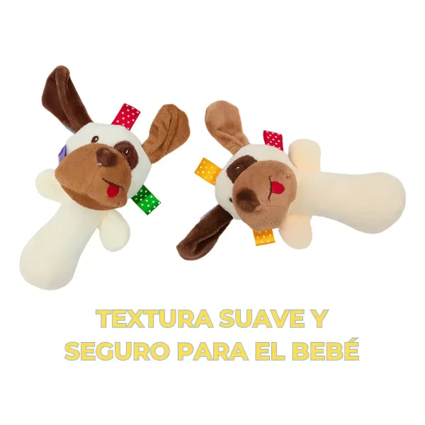 Sonajero Peluche Perro Blanco Para Bebe Con Chifle