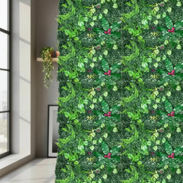 Jardín Vertical Cesped Artificial Flores Muro Verde 40x60 Verde