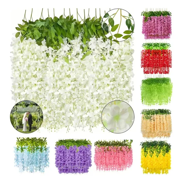 Flores Artificiales Vara Pack X12 Enredadera Colgante Guia