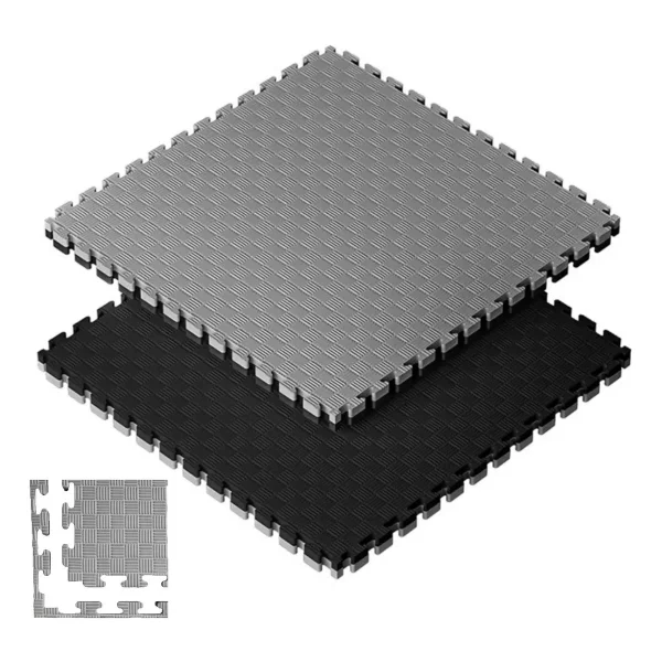 Piso Goma Eva Gym 1m2 Encastrable 20mm Con Borde Antigolpes Negro/gris