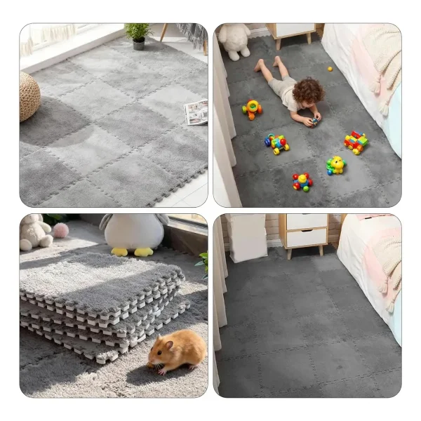 Piso Goma Eva Encastrable Peluche Alfombra Antigolpes X10 Beige Lisa