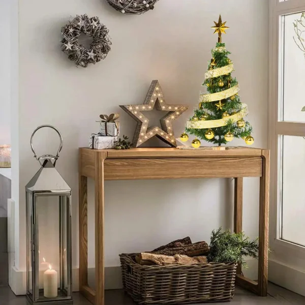 Árbol Navidad Fabesa 80cm Verde Mini Pino Deco Incluye 30 Adornos