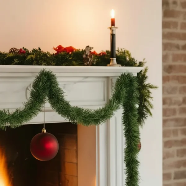 Guirnalda Boa Navidad Muerdago 9 Cm 2 Mts Deco Navideña X3u Verde Muerdago