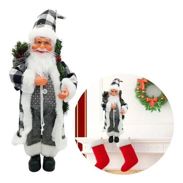 Papa Noel Muñeco De Navidad Adorno Decoracion Color Gris