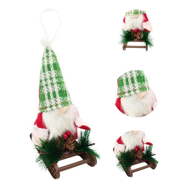 Adornos Navideños Gnomo Con Trineo Colgante Arbol De Navidad Rojo Gnomo