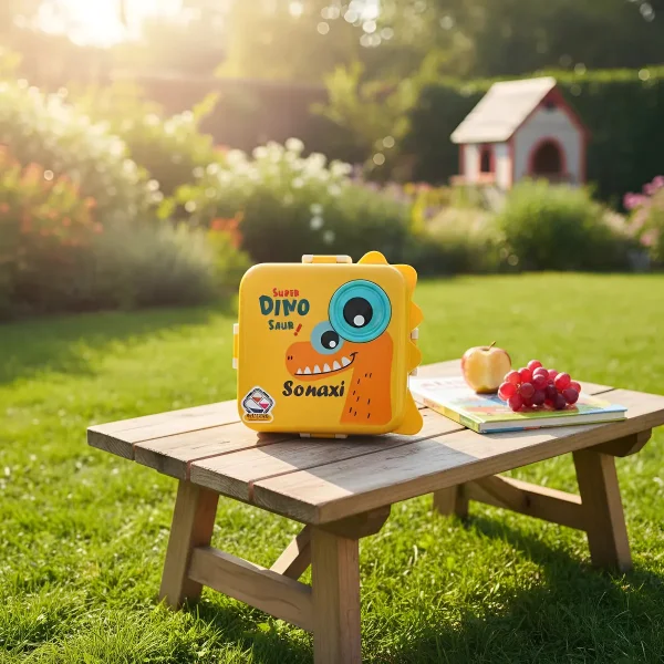 Lunchera Infantil Dinosaurio Escolar Jardin Vianda Infantil Amarillo