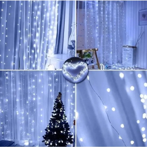 Cortina Led X300 Luces Navidad Bodas 3x3 Mts 12 Tiras 220v