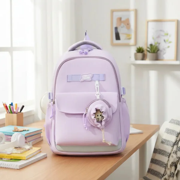 Mochila Escolar Urbana Porta Notebook Con Monedero Y Peluche