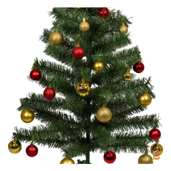 Arbol De Navidad Decorado Arbolito 1.20m Pino Carioca Color Rojo/oro