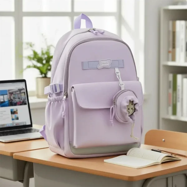 Mochila Escolar Urbana Porta Notebook Con Monedero Y Peluche