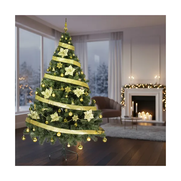 Arbol Navidad Tronador De Lujo 2,10mts + Kit 60 Adornos Oro