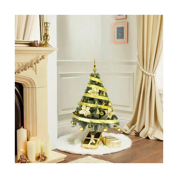 Arbolito Navidad Tronador De Lujo 1,20m Kit 30 Adornos Oro