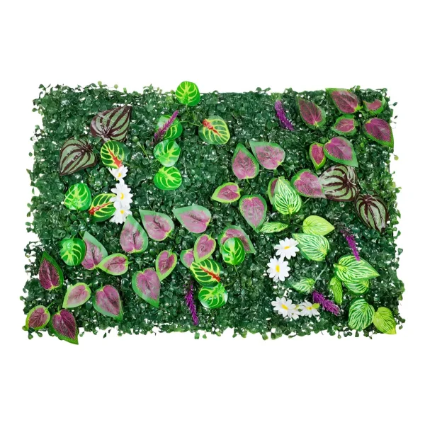 Jardín Vertical Artificial Flores Interior Exterior 40x60cm Verde