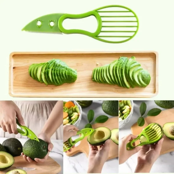Cortador De Palta Multifuncional Cortador De Frutas 3 En 1 Verde