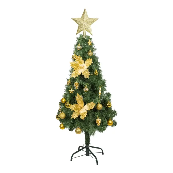 Arbol De Navidad Decorado Slim Verde 1,20mt + Kit Decoracion