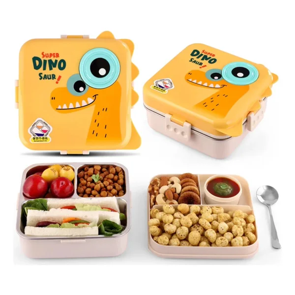Lunchera Infantil Dinosaurio Escolar Jardin Vianda Infantil Amarillo