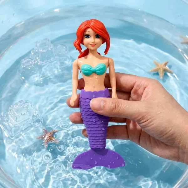 Juguete El Baño Muñeca Sirena A Cuerda Pileta Tina Mermaid Turquesa