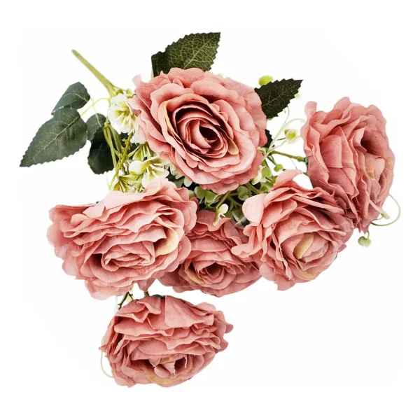 Ramo De Rosas Flores Artificiales 35cm Decoracion X1