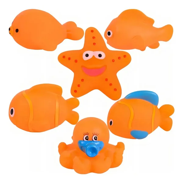 Juguetes Baño Para Bebe 6 Unidades Goma Plastico