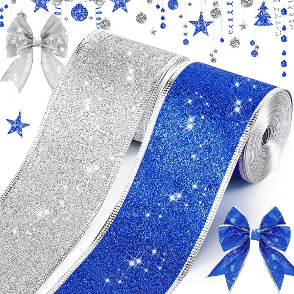 Cintas Navideñas Premium Glitter 6cm 2,70mts Adornos Navidad