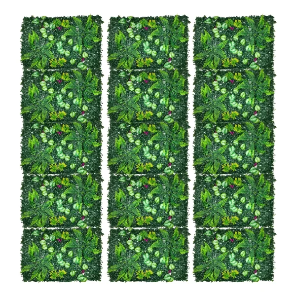 Jardín Vertical Cesped Artificial Flores Muro Verde 40x60cm Verde