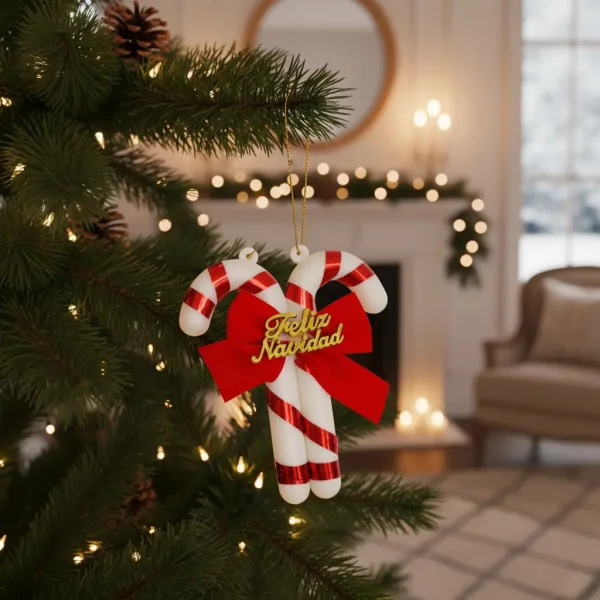 Adorno Colgante Baston De Caramelo Para Arbol De Navidad Rojo Bastón De Caramelo