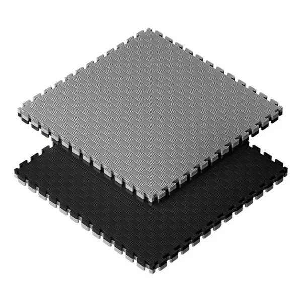 Piso Goma Eva Gym 1m2 Encastrable 20mm Con Borde Antigolpes Negro/gris