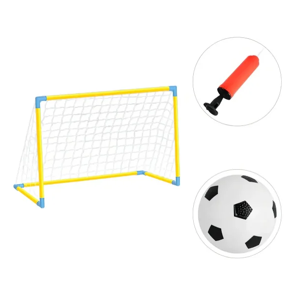 Arco De Futbol Desarmable Infantil Con Pelota E Inflador Color Amarillo