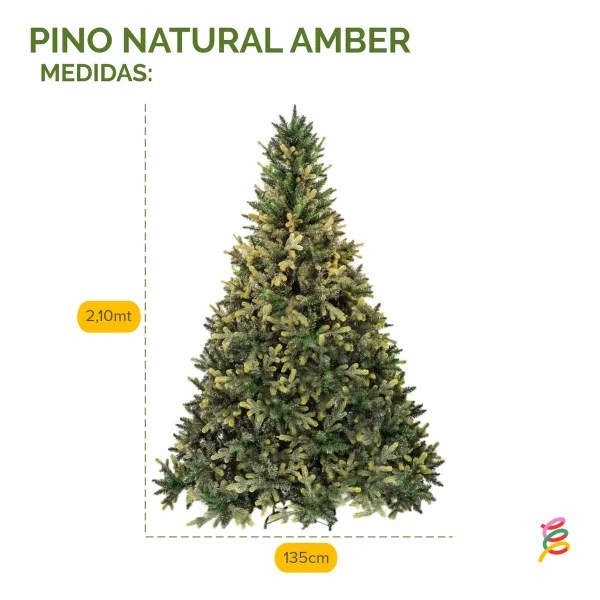 Arbol De Navidad Pino Natural Amber 2.10mts Base Metal Amber