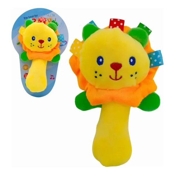 Sonajero Bebe Leon Amarillo Felpa Chifle 0-3 Años