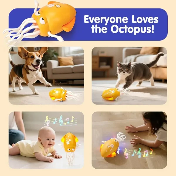 Pulpo Calamar Bailarín Juguete Bebé Niños Luz Musica Usb Naranja