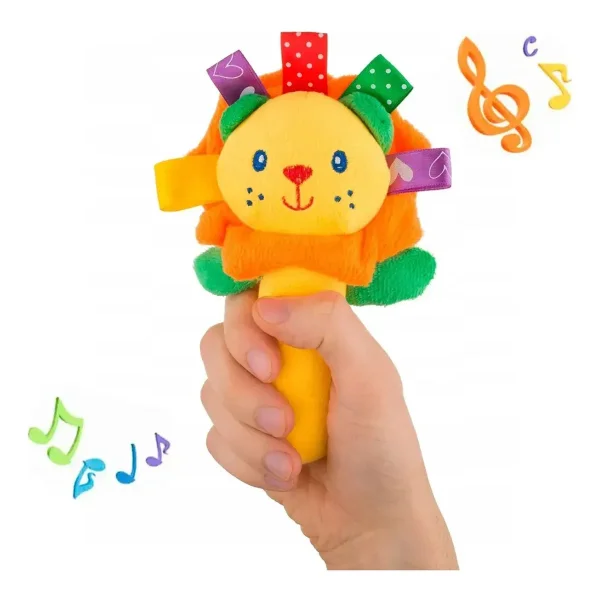 Sonajero Bebe Leon Amarillo Felpa Chifle 0-3 Años
