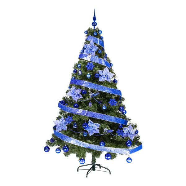 Arbol De Navidad Tronador Lujo 1,80mts Pino Decorado Azul Verde
