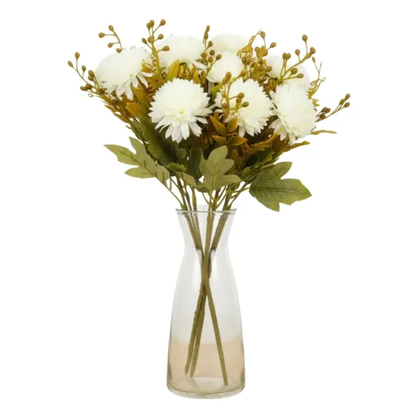 Ramo Crisantemos Flores Artificiales 30cm Decoración Pack X3 Blanco