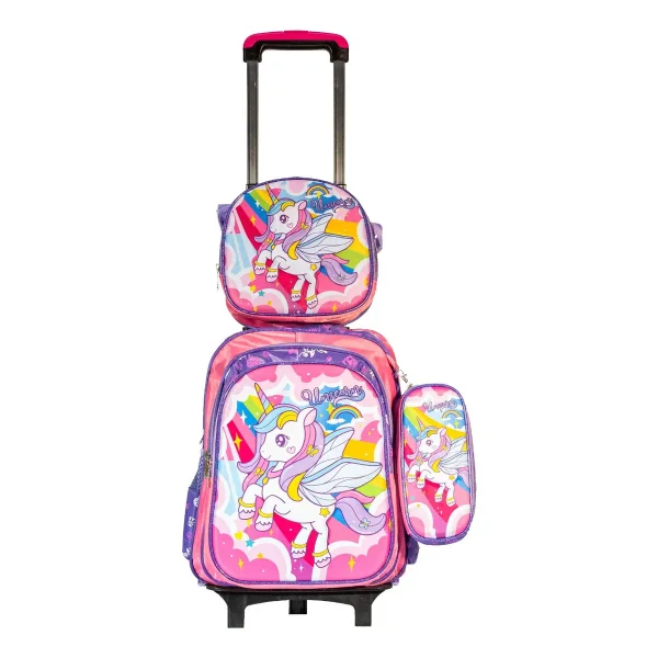 Mochila Carrito Espalda Escolar 2 En 1 Canopla Lunchera Luz