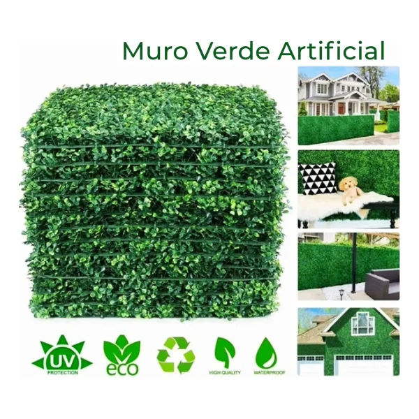 Jardin Vertical Muro Verde X10 Unidades Deco Artificial Verde